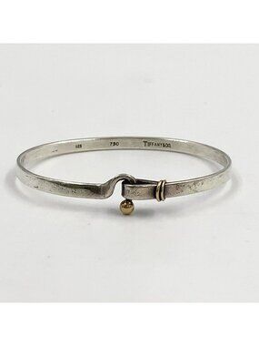 Tiffany & Co Hook Eye Yellow Gold Silver Bangle Bracelet
